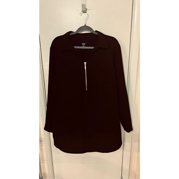 Jones New York Black Half Zip Blouse Womens SZ XL - Picture 1 of 11